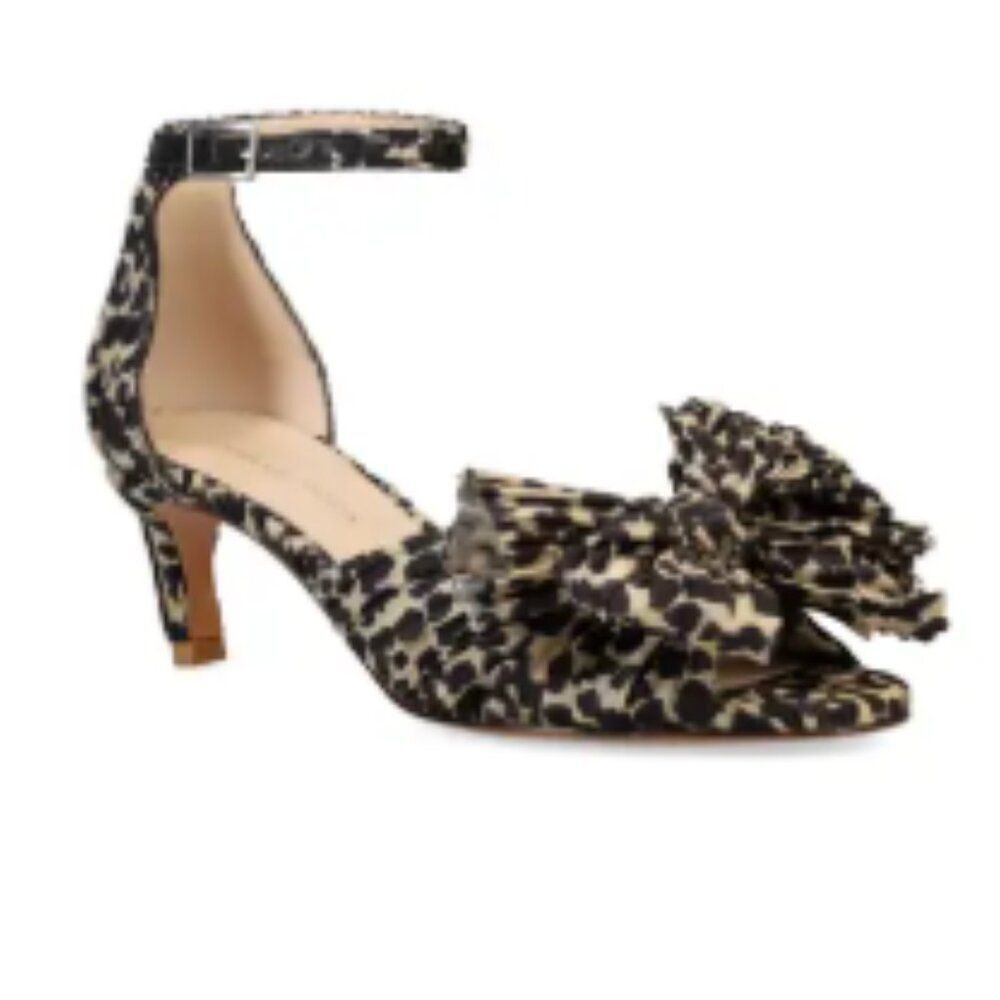 Pelle Moda Utika Ankle Strap Kitten Heel Sandal Leopard Size 7.5